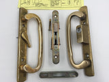 10034 - AS - Complete 4" Hole Pattern - Patio Door Wall Handle Set - Brass - Used - Box 17