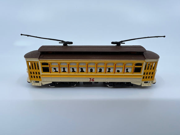 10789 - T - N Gauge / Scale - Bachmann - Yellow Brill Trolley Cable Car 36 - Motor Runs Strong - Lights Up - EC - Box 9