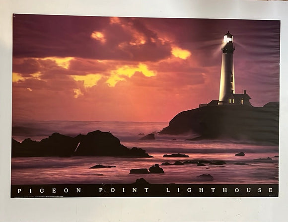 8623 - A - Pigeon Point Lighthouse - A Wonderful Photo of the Lighthouse at Midnight - Litho SP170