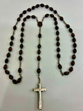 10129a - C - Silver, Copper & Exotic Hardwood Bead Rosary -"Italy" Mark - Hand-made with Exceptional Detail - Box 29