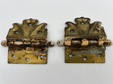 10242 - AS - Antique Brass Hinges - Ornate - Set of 2 - McKinney - 3" - Box 7