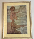 11003 - A - Lithograph "Little Drops of Water" by Jesse Wilcox Smith - Framed with Glass