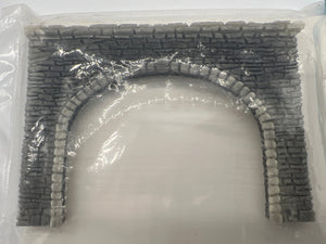 10708 - T - N-Gauge Double Random Stone Train Tunnel Portal - New in Package - Box 9A