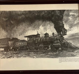 10920 - A - Drawing of C & C Eight Wheeler Steam Engine Train - by Roscoe Misselhorn - Framed Under Glass