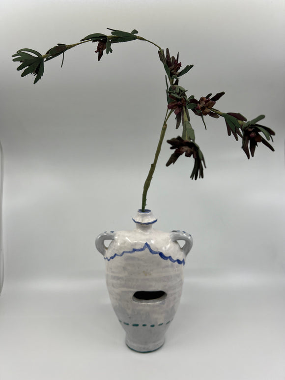 8997 - H - Ceramic Vase - Hand Made - with Plant - Signed - One of a Kind - VGC - Box 42