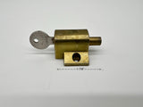 9945 - AS - Sliding Patio Door Keyed Lock with Key - Brass - Good Used Condition - Box 8