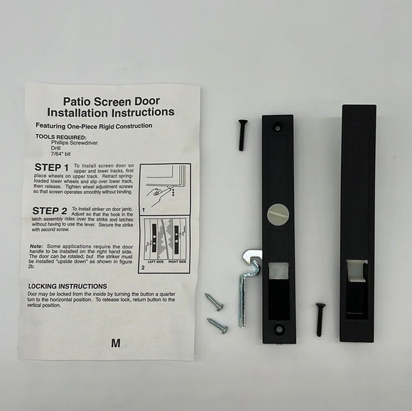 9898 - AS - Sliding Patio Door Screen Handle & Lock Latch - Plastic - Black - Box 1
