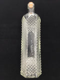 10070 - H - Tall Decorative Glass Bottle with Cork - Clear Glass Diamond Center-Front - Retangle-Rear - Box 40