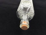 10070 - H - Tall Decorative Glass Bottle with Cork - Clear Glass Diamond Center-Front - Retangle-Rear - Box 40