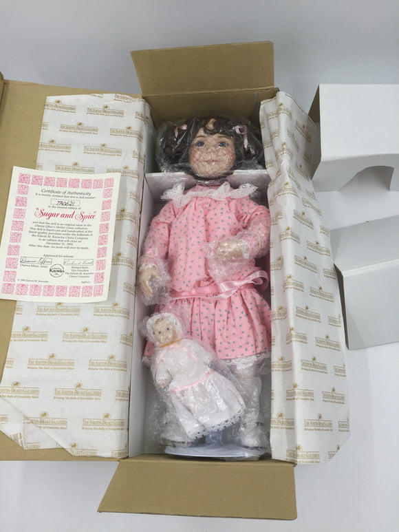 10107 - C - Porcelain Doll - Sugar & Spice - 1992 - Limited Edition - Mother Goose Collection - In Original Box  - Box 30