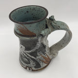 10329 - C - Stone Pottery Beer Stein - Hand Painted & Signed - Unique Design with Ornate Handle - Box 32