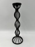 10544 - H - Ornate Braided Metal Candlestick Holder - Black - Metal Macramé - Box 31