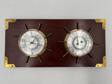 10570 - H - Temperature/Humidity Gauges Station - Jason Empire - Brass Trim Miter Corners with Cherry Wood Base - Dual Gauges - Box 45