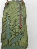 10571 - H - Decorative Ceramic Thermometer - Moose with Large Pine Tree Imprint - Box 38