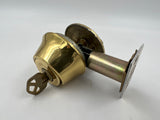 10660 - AS - Kwikset Deadbolt with Key - Bright Brass - VG Used Condition - Box 18