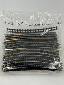 10677 - T - N-Gauge 6" Curved Track - 31 Pieces - VG Condition - Box 13