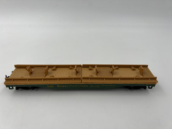 10815 - T - HO Gauge / Scale - Mantua - Great Northern 42953 - Flat Car 1-with Load Frame - 1-Without - 7 5/8