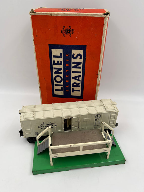 10914 - T - O-Gauge / Scale Lionel #3472 Automatic Refrigerated Milk Car + #3462P with Milk Car Platform - Box 13