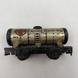 10932 - T - O-Gauge / Scale Vintage 1930's Marx Santa Fe Middle State Oil - Tanker Car #553 - Box 43