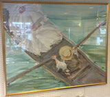 7961 - A - 1989 Jerry Sic Signed and Dated - Rendering of a Young Couple in Row Boat