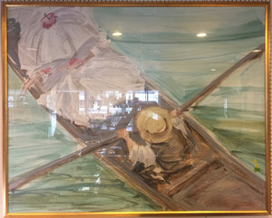 7961 - A - 1989 Jerry Sic Signed and Dated - Rendering of a Young Couple in Row Boat