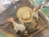 7961 - A - 1989 Jerry Sic Signed and Dated - Rendering of a Young Couple in Row Boat
