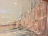 7962 - A - 1990 Jerry Sic Signed & Dated - Rendering of a Sea Wharf Walkway - Harbor Bay Pier Scene