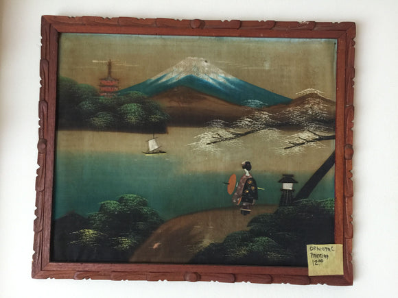 8137B - Oriental Painting on Silk - Geisha - Lake Movatmi