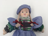 8298 - T - Doll with a Cute Traditional European Blue & Plaid Outfit & Bonnet - Box 37