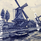 8539 - C - Delft Blue Hand Painted Porcelain - Rendering of a Holland North Sea Port, Windmills, Sea vessels, Small Village, Seagulls  - Box 34