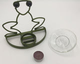 8590 - H - Frog Candle Holder - Made of Metal - with a Custom Fitted Glass Dish  - Box 44