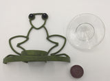 8590 - H - Frog Candle Holder - Made of Metal - with a Custom Fitted Glass Dish  - Box 44