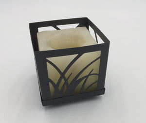 8669 - H - Candle Holder w/Candle - Reed  Decorative Metal  Box 38