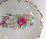 8706 - H - Plate - Hand Painted - Bouquet of Flowers - Leaf Shaped Design - Japan - 4 x 4 x 1/2 - Box 38