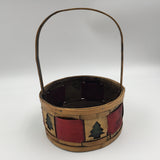 8713 - H - Nature Bounty Wooven Bamboo Wood Basket - Tree Design - Box 45