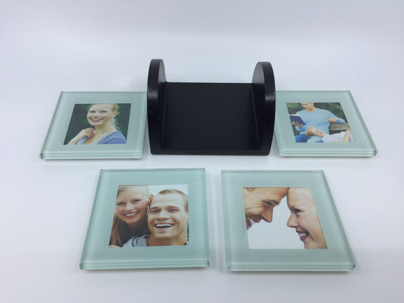 8889 - H - Photo Coasters - Set of 4 Coasters with Holder  - Box 41