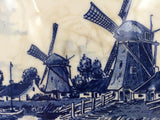 8948 - C - Blauw Delfts Distel - Antique SCR Hand Painted Porcelain Tile - Canal Scene Majestic Windmills Cottage Homes - Box 34