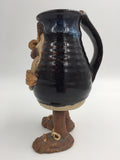 8981 - C - Handmade Custom Glaze Art Pottery Face Coffee Mug on Legs - One of a Kind - box 34
