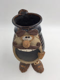 8981 - C - Handmade Custom Glaze Art Pottery Face Coffee Mug on Legs - One of a Kind - box 34