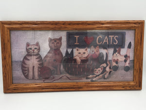 8987 - A - Framed Print - I "Love" Cats - Great Piece for all Cat Lovers Alike - 24" x 12" -