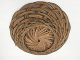 9034 - H - Hand Woven Basket - Bamboo with Tan and Green Reed Strands - Great for Table Centerpiece or to Place Flowers to Fruit Accent - Box 45