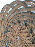 9034 - H - Hand Woven Basket - Bamboo with Tan and Green Reed Strands - Great for Table Centerpiece or to Place Flowers to Fruit Accent - Box 45