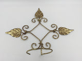 9064 - H - Aged Metal Art Holder - Brass Leaf Design - Plants, Sconces, Baskets of Flowers - Anything That Fits The 3" Radius Holder