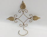 9064 - H - Aged Metal Art Holder - Brass Leaf Design - Plants, Sconces, Baskets of Flowers - Anything That Fits The 3" Radius Holder
