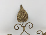 9064 - H - Aged Metal Art Holder - Brass Leaf Design - Plants, Sconces, Baskets of Flowers - Anything That Fits The 3" Radius Holder