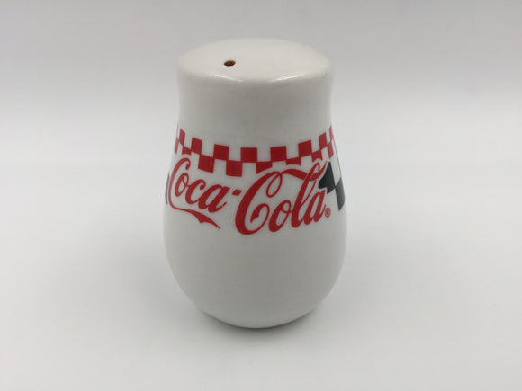 9084 - C - Coca-Cola Salt or Pepper Shaker - Iconic Red and Black Checker Pattern - Made of Glazed Ceramic - Box 29