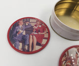 9086 - C - Coca-Cola - Beverage Coasters - Touching Scenes Of Get Togethers with Family & Friends - Set of 4 Metal Coasters with Tin Holder - 1994 - Box 24