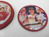 9086 - C - Coca-Cola - Beverage Coasters - Touching Scenes Of Get Togethers with Family & Friends - Set of 4 Metal Coasters with Tin Holder - 1994 - Box 24