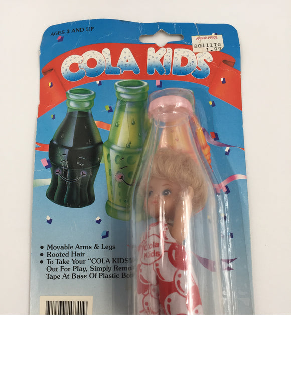 9128 - T - Cola Kids Lucky Bell - Miniature Doll Enclosed in a Cola Bottle - Original Packing - Lucky Bell Figurine - 1992 - Box 28