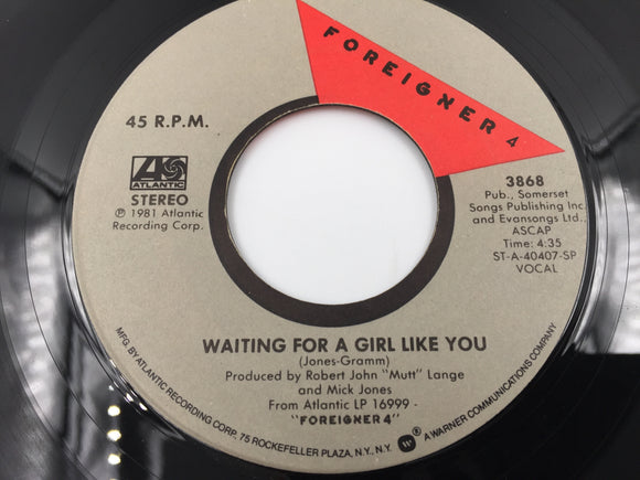 9225 - M - 45 RPM Record - Foreigner - Waiting for A Girl Like You - 1981 - Atlantic Records - Box 23